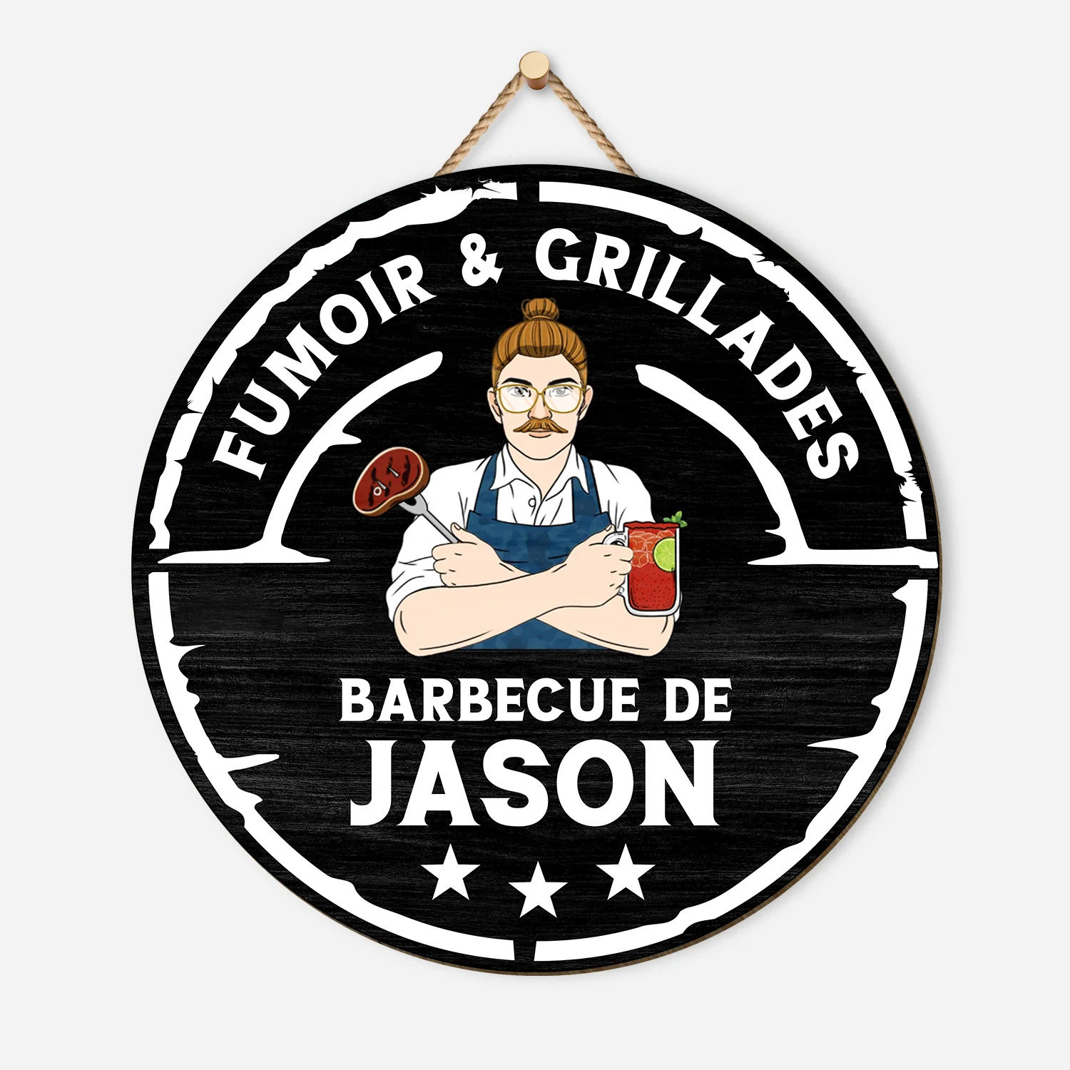 Plaque En Bois Personnalisée À Suspendre - Fumoir & Grillades