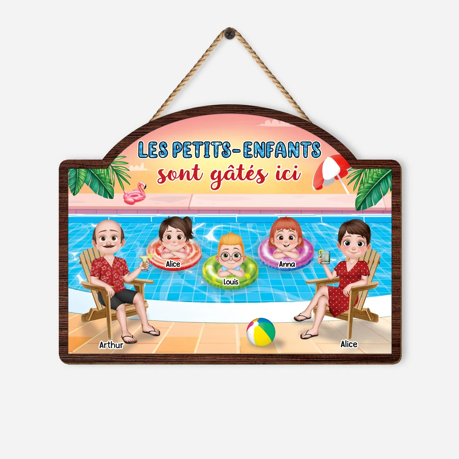 Plaque En Bois Personnalisée À Suspendre - Les Petits-Enfants Sont Gâtés Ici