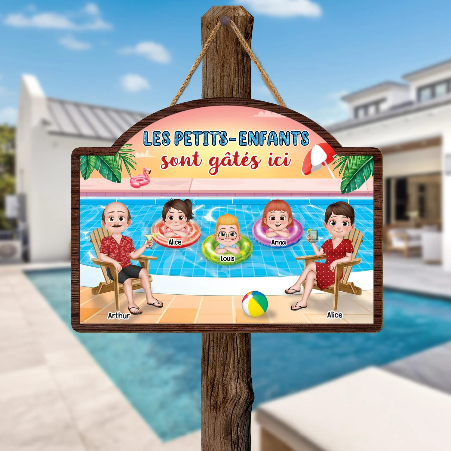 Plaque En Bois Personnalisée À Suspendre - Les Petits-Enfants Sont Gâtés Ici - Image 2