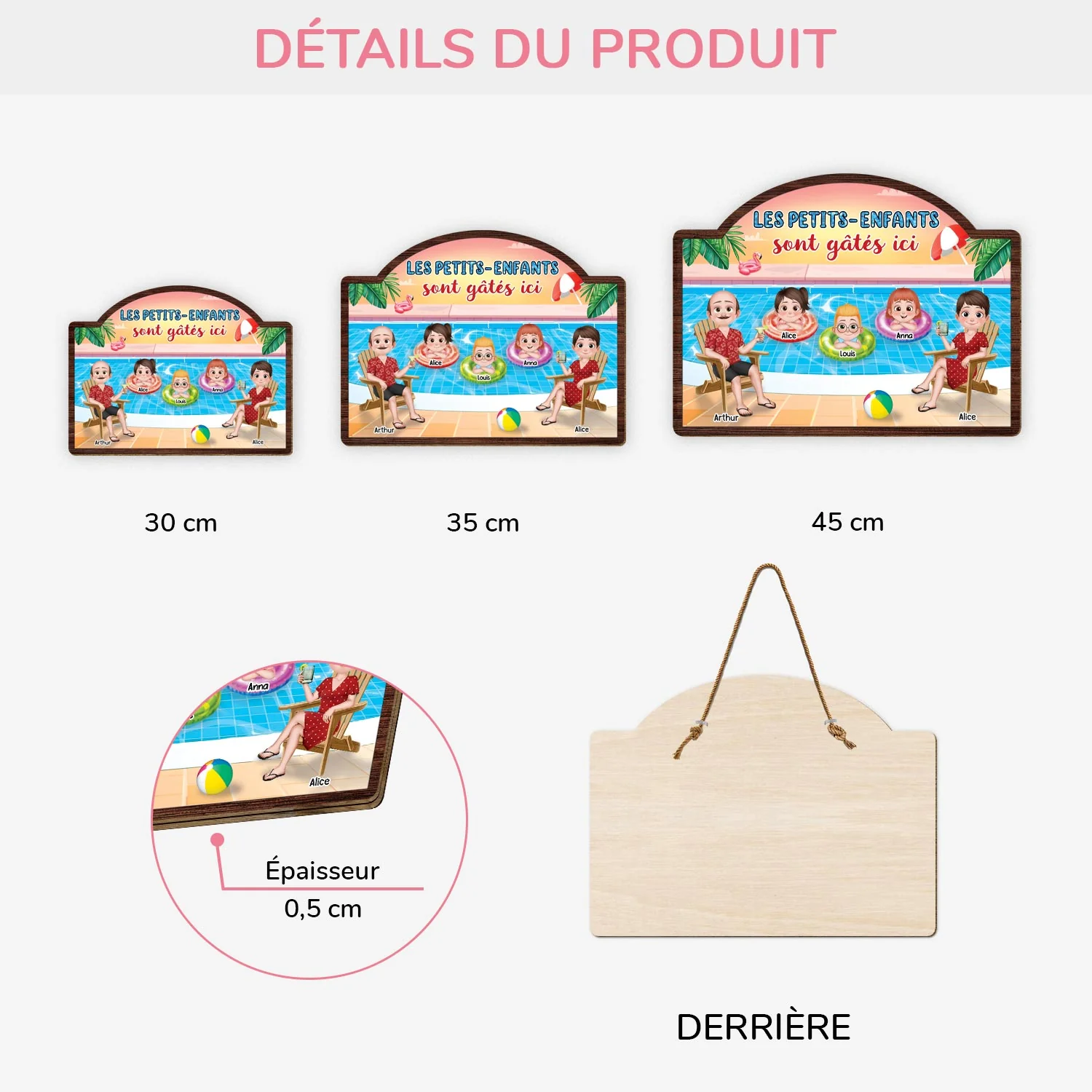 Plaque En Bois Personnalisée À Suspendre - Les Petits-Enfants Sont Gâtés Ici - Image 3