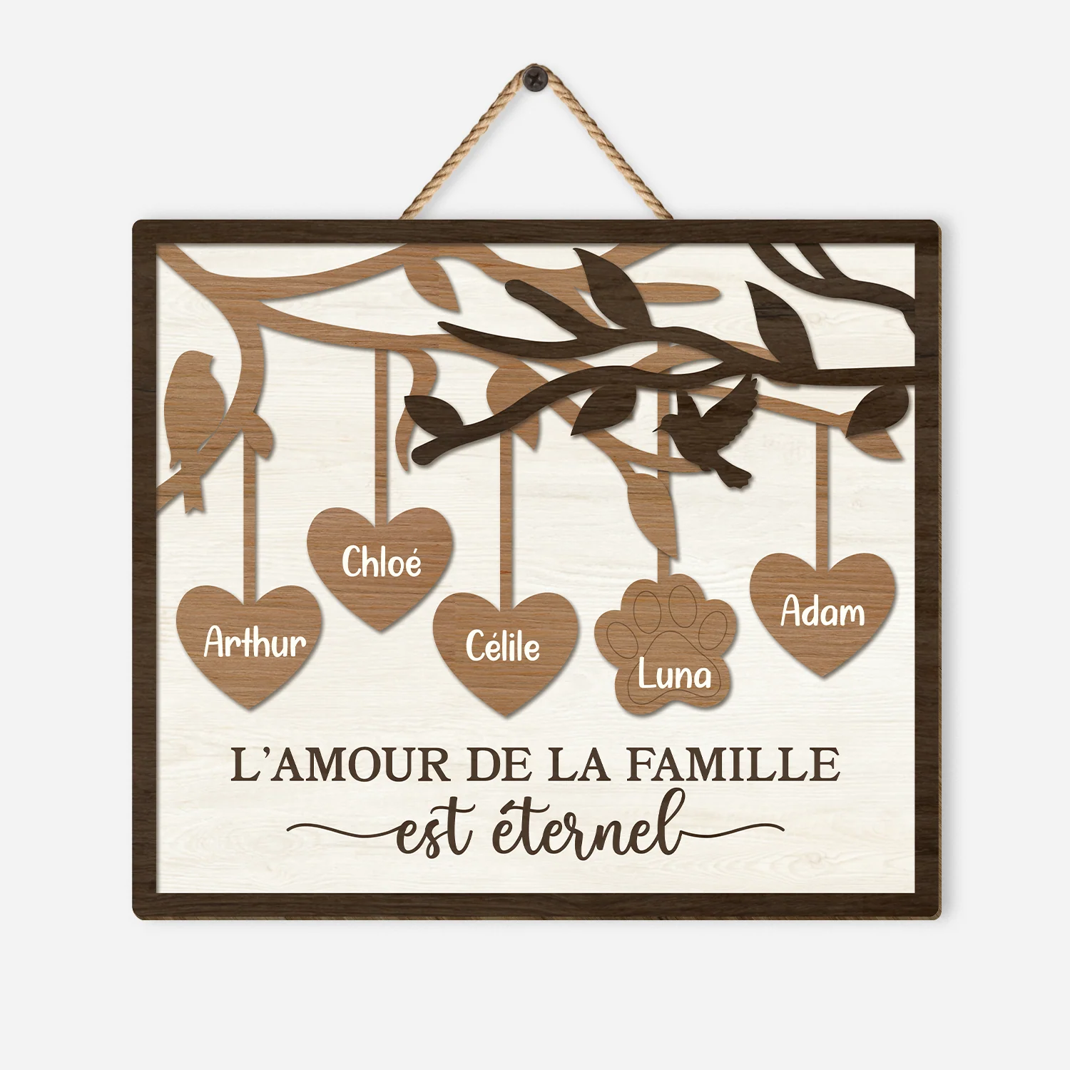 Cadeau Personnalisé Famille Nombreuse | Notre Famille Avec Chien et Chat