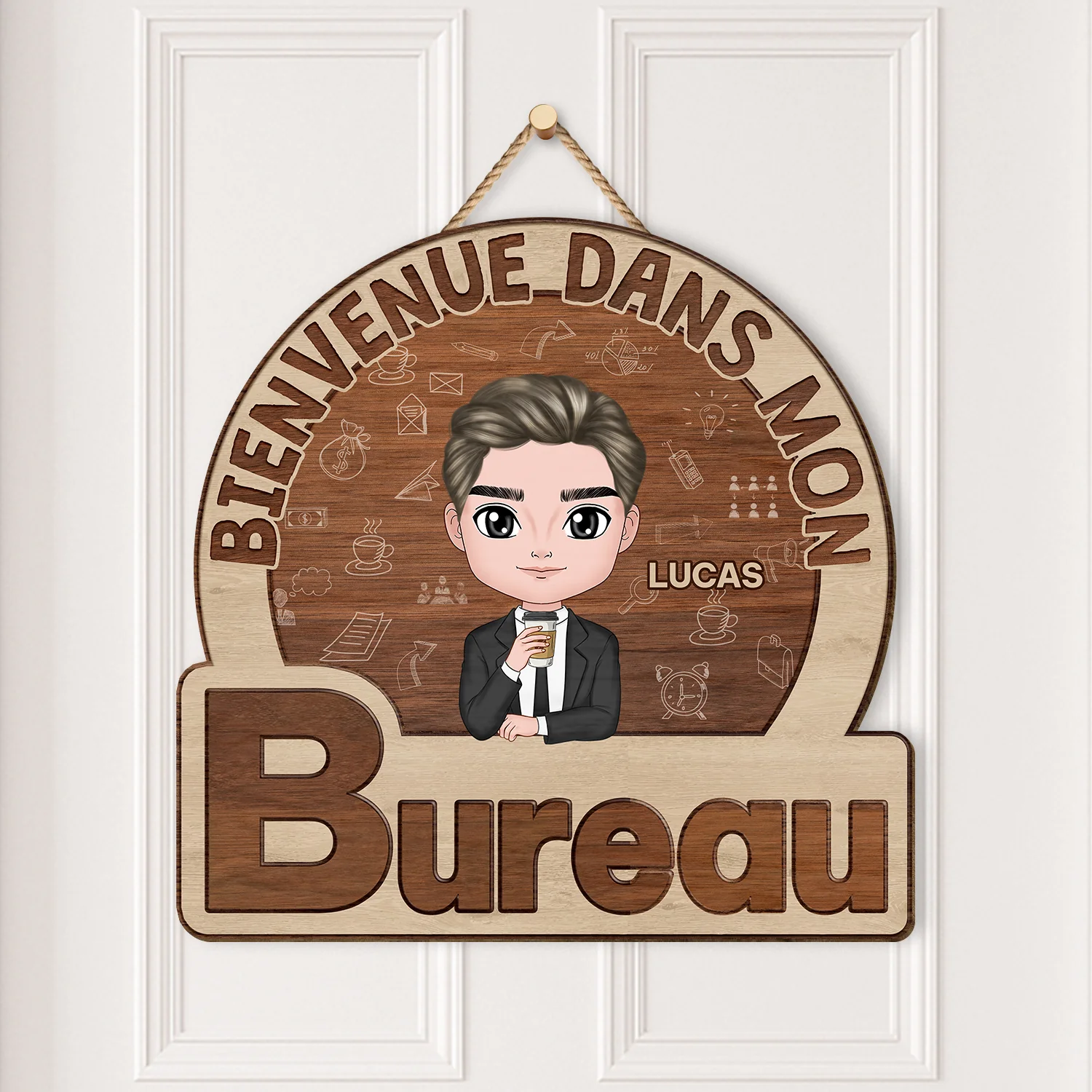 Plaque En Bois Personnalisée À Suspendre Pour Collègue - Bienvenue Dans Mon Bureau - Image 2