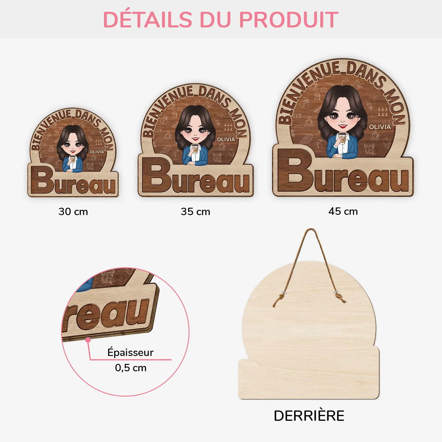 Plaque En Bois Personnalisée À Suspendre Pour Collègue - Bienvenue Dans Mon Bureau - Image 3