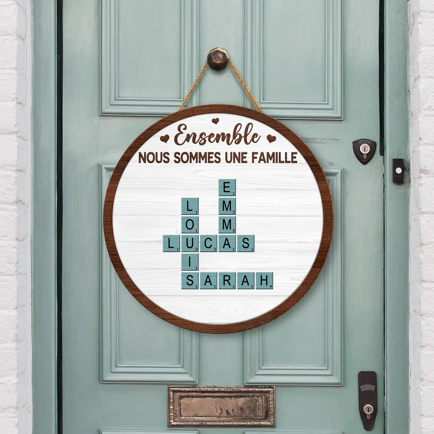 Plaque En Bois Personnalisée À Suspendre Pour Famille - Ensemble - Mots-Croisés - Image 2
