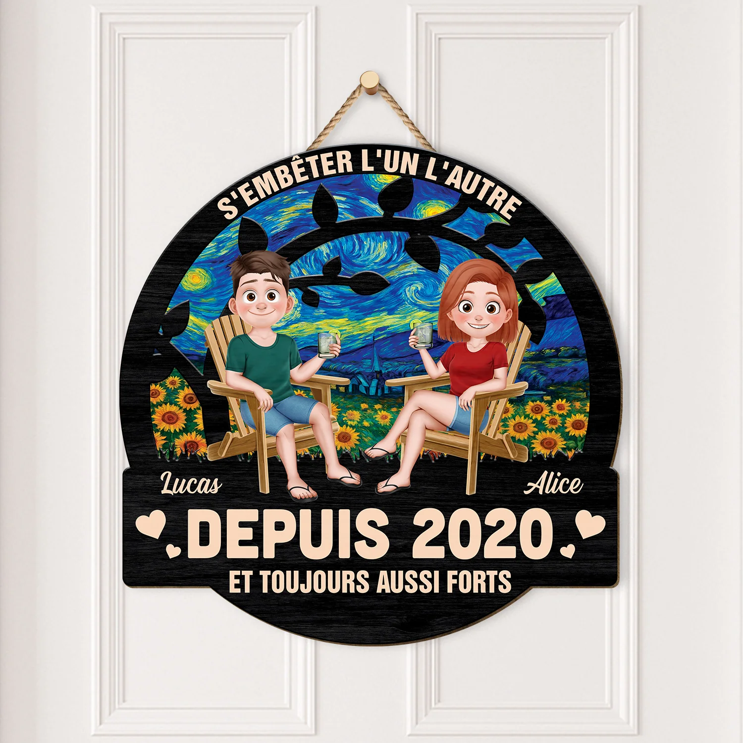 Plaque En Bois Personnalisée À Suspendre - S'embêter L'un L'autre Depuis - Version Camping - Image 2