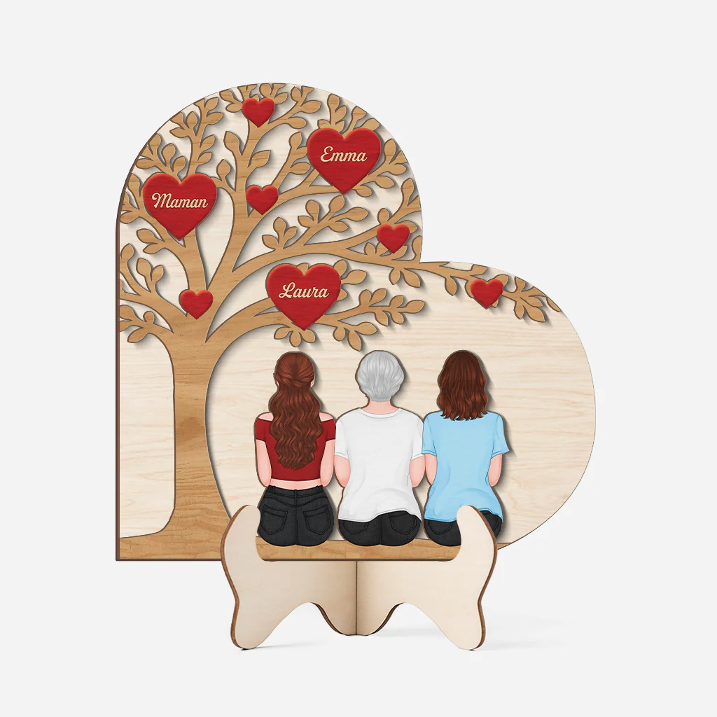 Plaque En Bois Personnalisée - Arbre D'Amour De Maman Papa