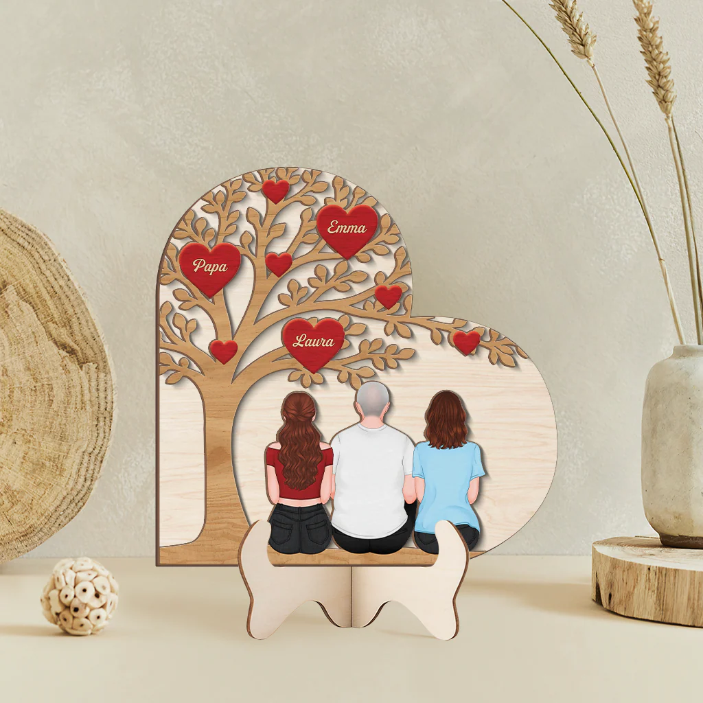 Plaque En Bois Personnalisée - Arbre D'Amour De Maman Papa - Image 2