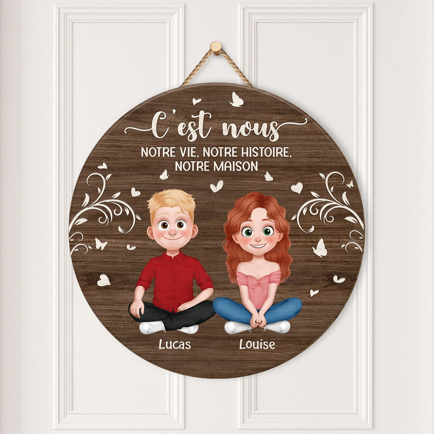 Plaque En Bois Personnalisée Pour Couple À Suspendre - C'est Nous - Image 2