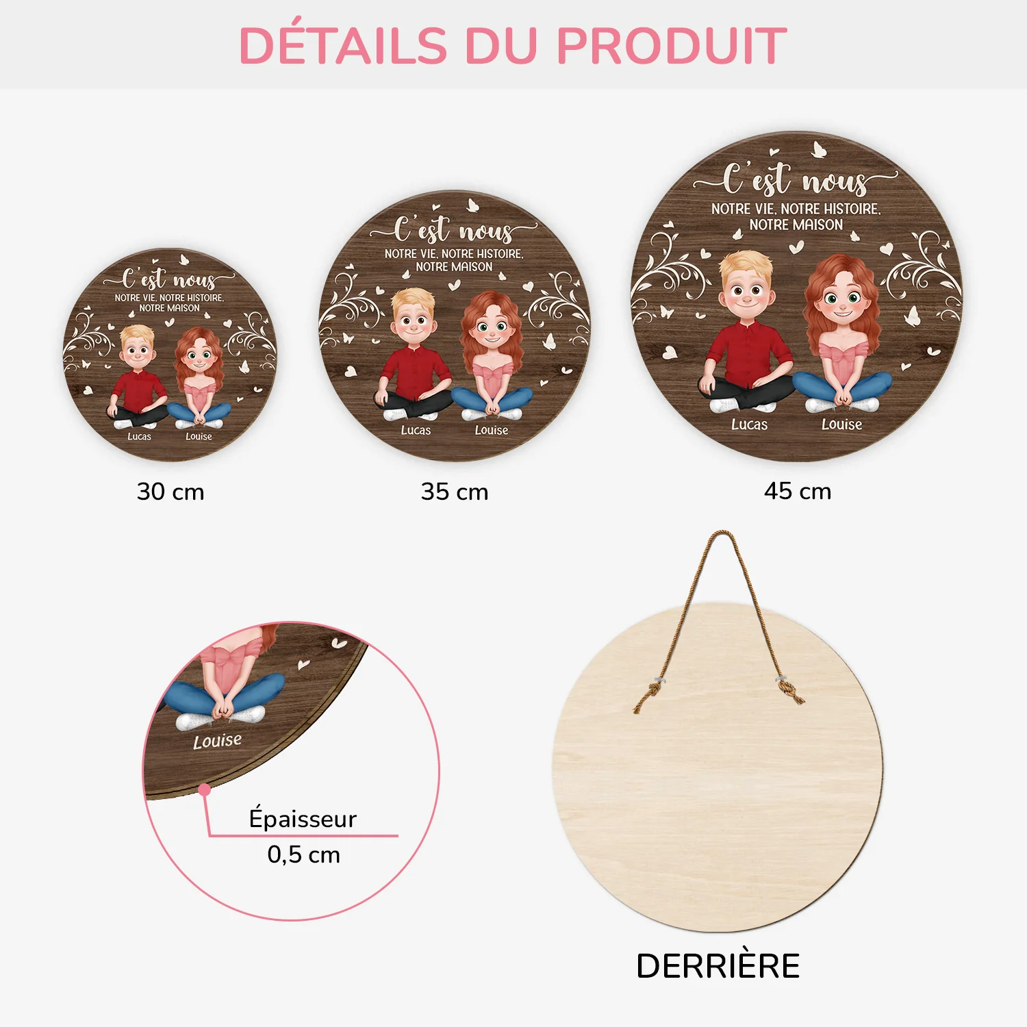 Plaque En Bois Personnalisée Pour Couple À Suspendre - C'est Nous - Image 3