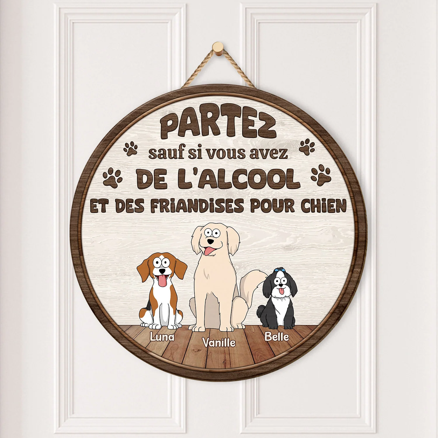 Plaque En Bois Personnalisée Avec Chat À Suspendre - Partez Sauf Si - Image 2
