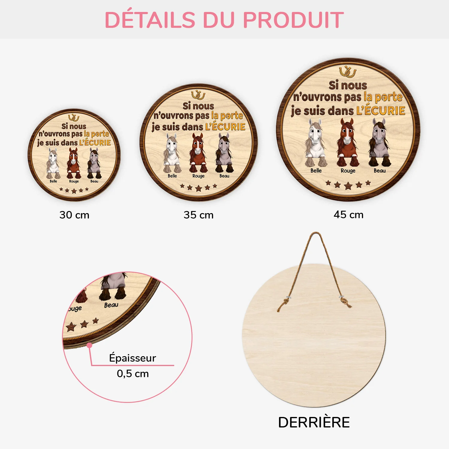 Plaque En Bois Personnalisée Avec Cheval - Nous Sommes Dans L’Écurie - Image 3