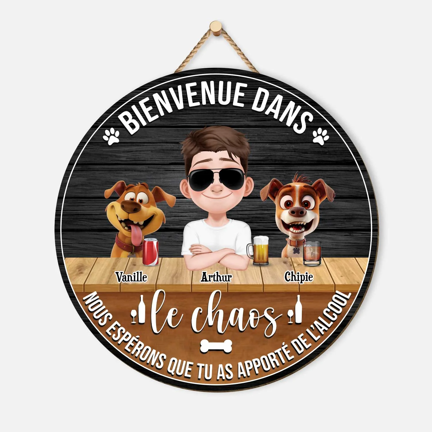 Plaque À Suspendre Personnalisée - Bienvenue Dans Le Chaos