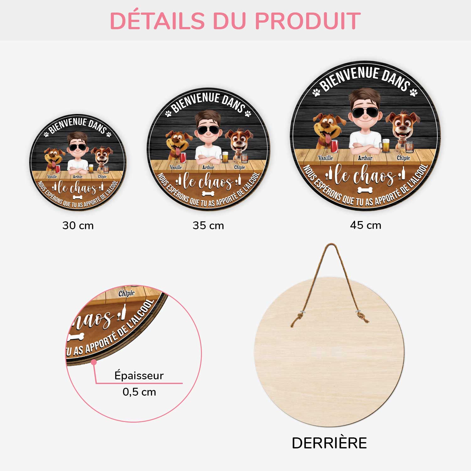 Plaque À Suspendre Personnalisée - Bienvenue Dans Le Chaos - Image 3