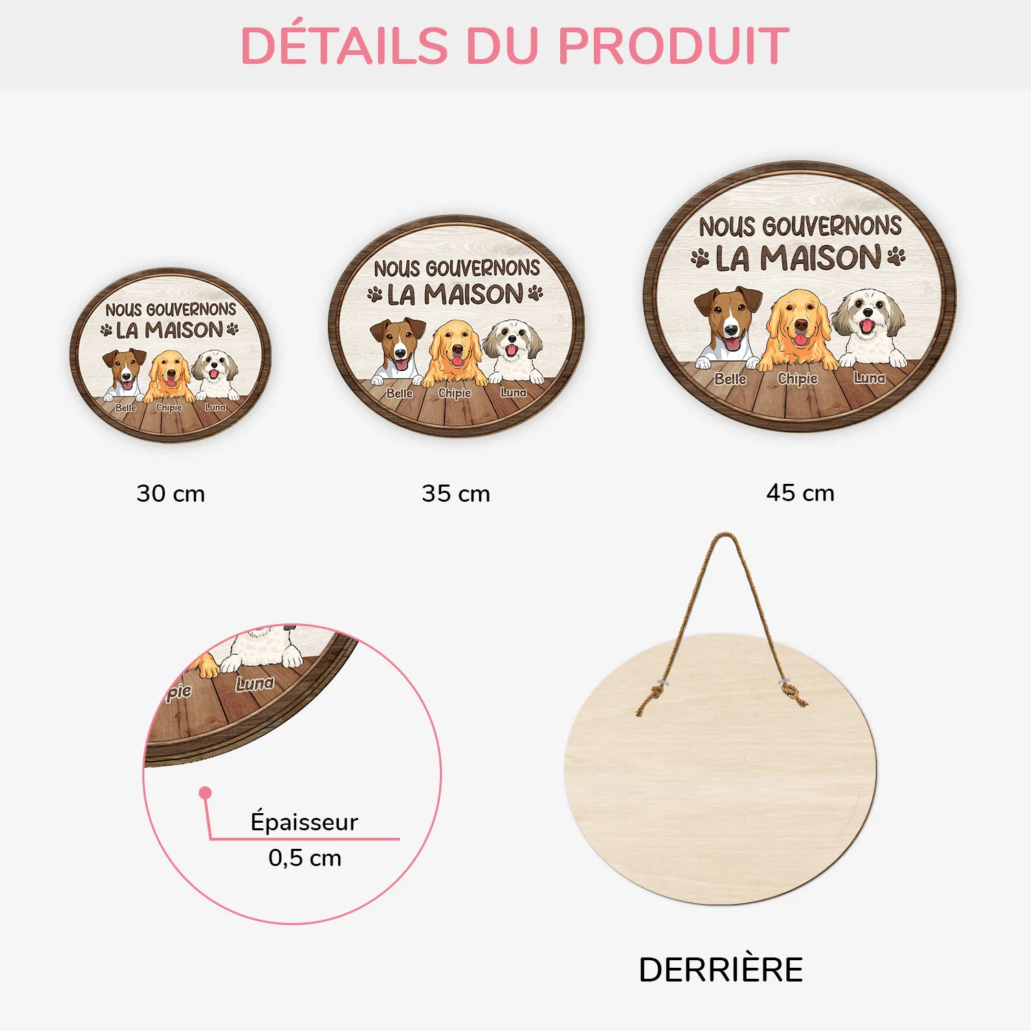 Plaque En Bois Personnalisée Avec Chien À Suspendre - Nous Gouvernons La Maison - Image 3