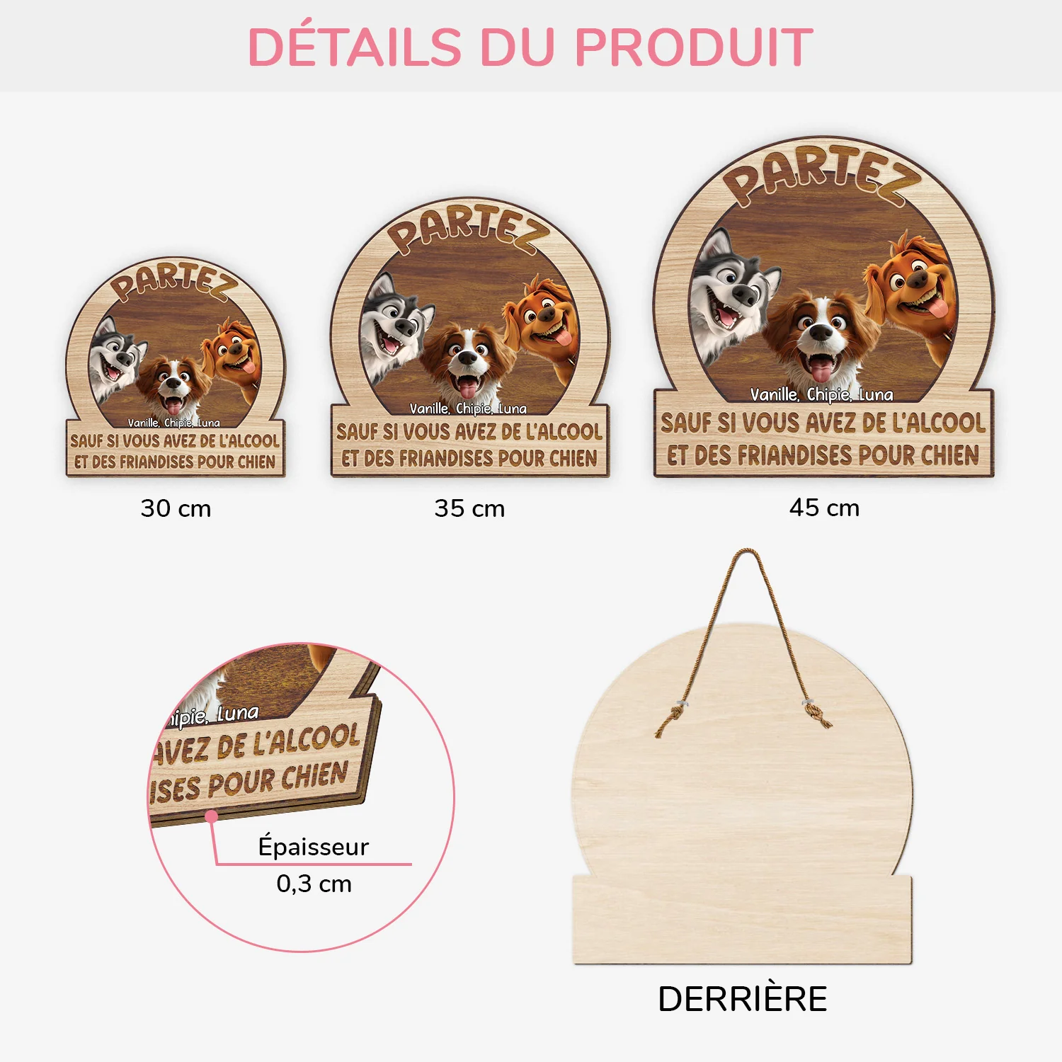 Plaque En Bois Personnalisée Avec Chien À Suspendre - Si Vous Avez De L'alcool - Image 3