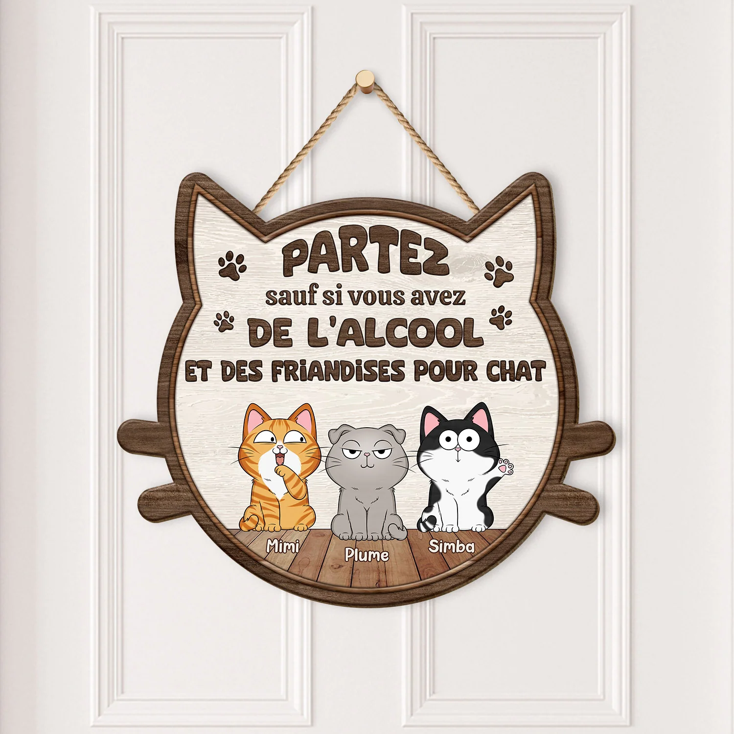 Plaque En Bois Personnalisée Avec Chien À Suspendre - Partez Sauf Si - Image 2