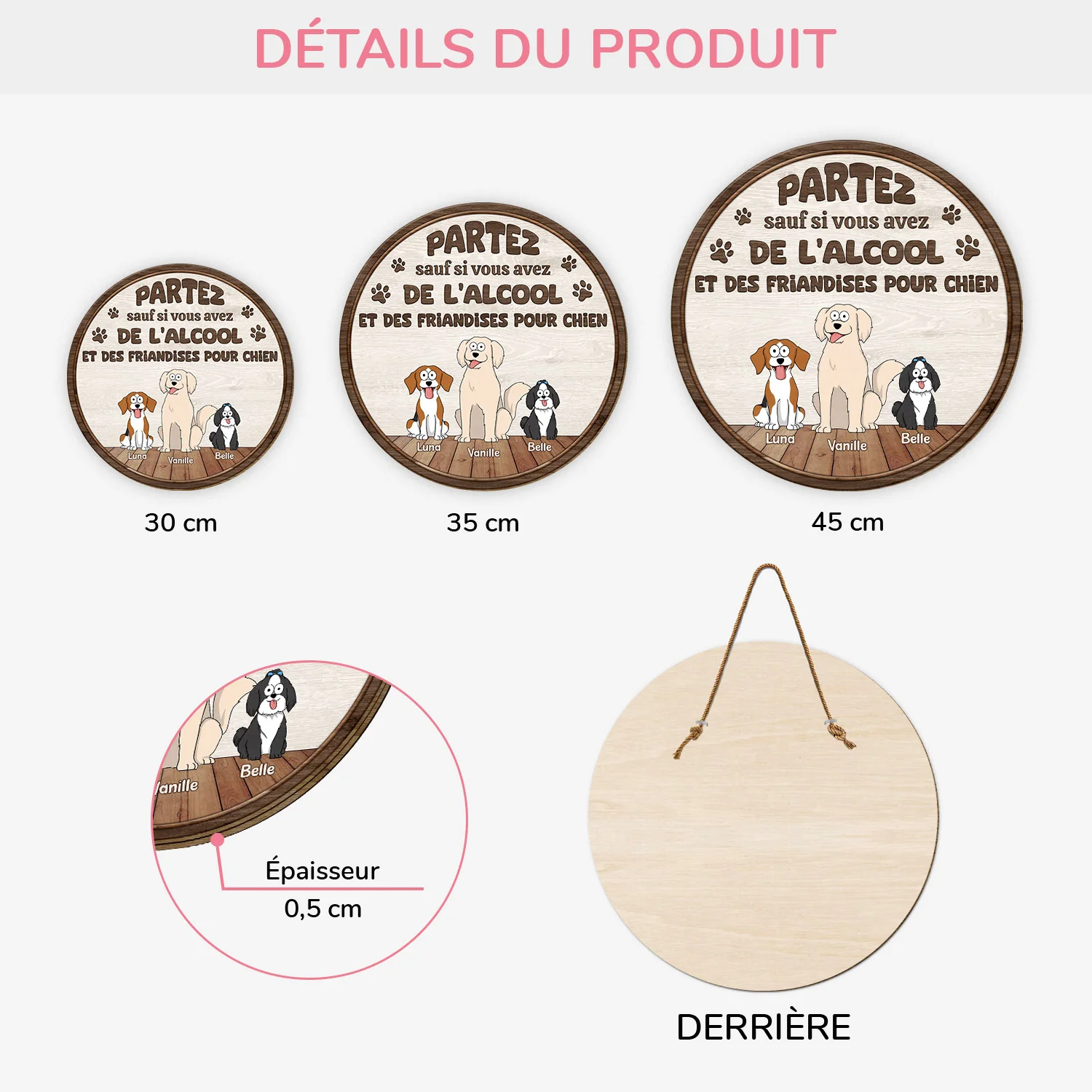 Plaque En Bois Personnalisée Avec Chien À Suspendre - Partez Sauf Si - Image 3