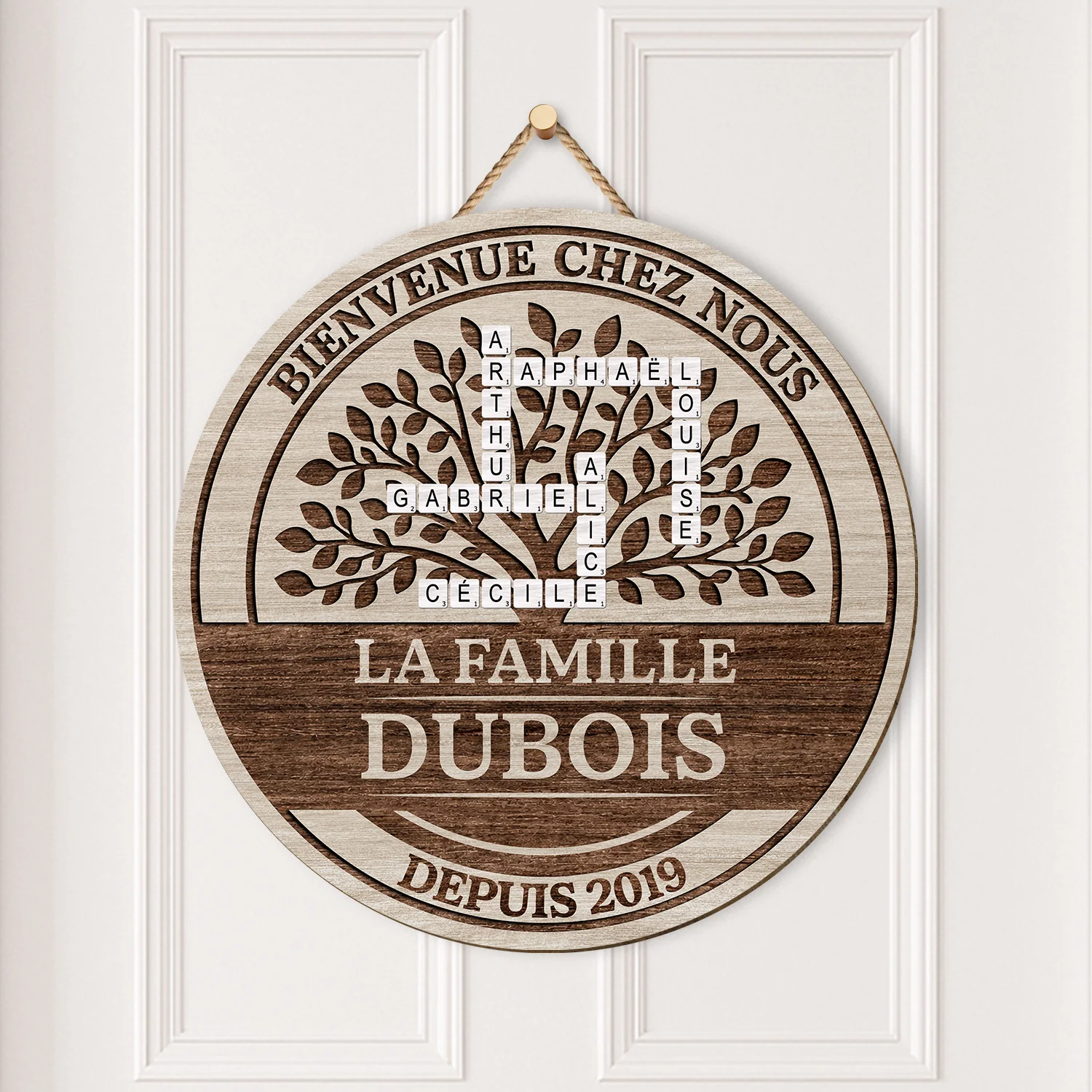 Plaque En Bois Personnalisée Avec Mots-croisés - Notre Famille - Image 2