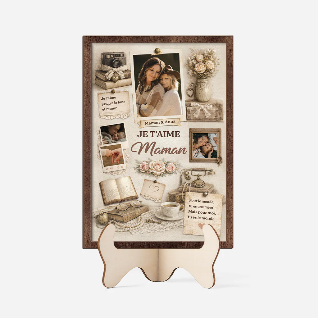 Plaque En Bois Personnalisée Avec Photo - On T'aime Maman Mamie