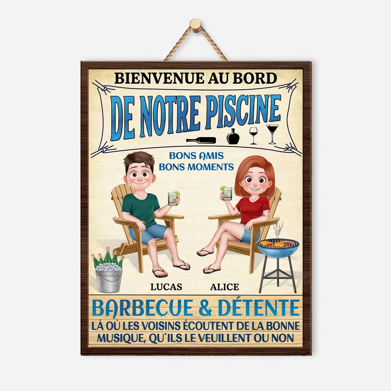 Plaque En Bois Personnalisée Bienvenue Pour Couple À Suspendre