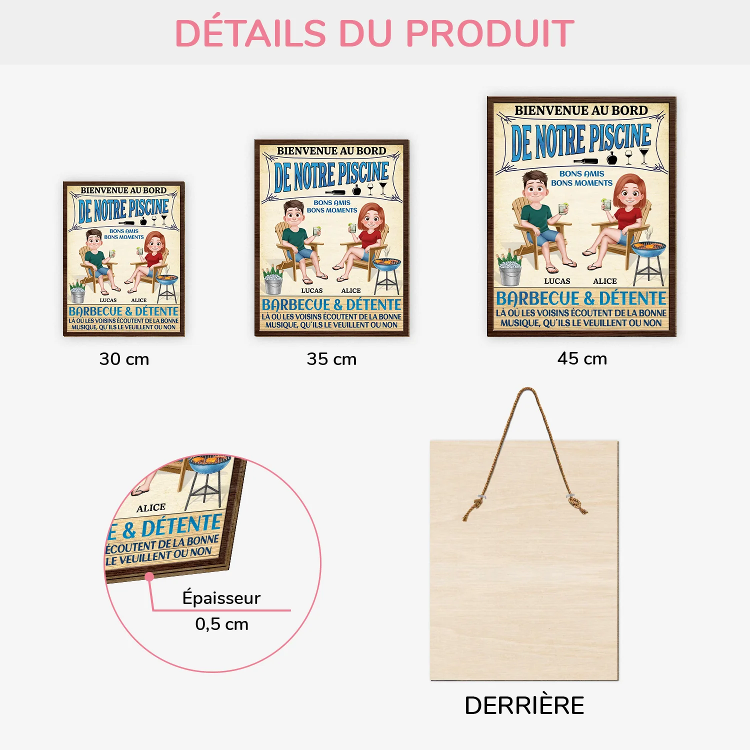 Plaque En Bois Personnalisée Bienvenue Pour Couple À Suspendre - Image 3