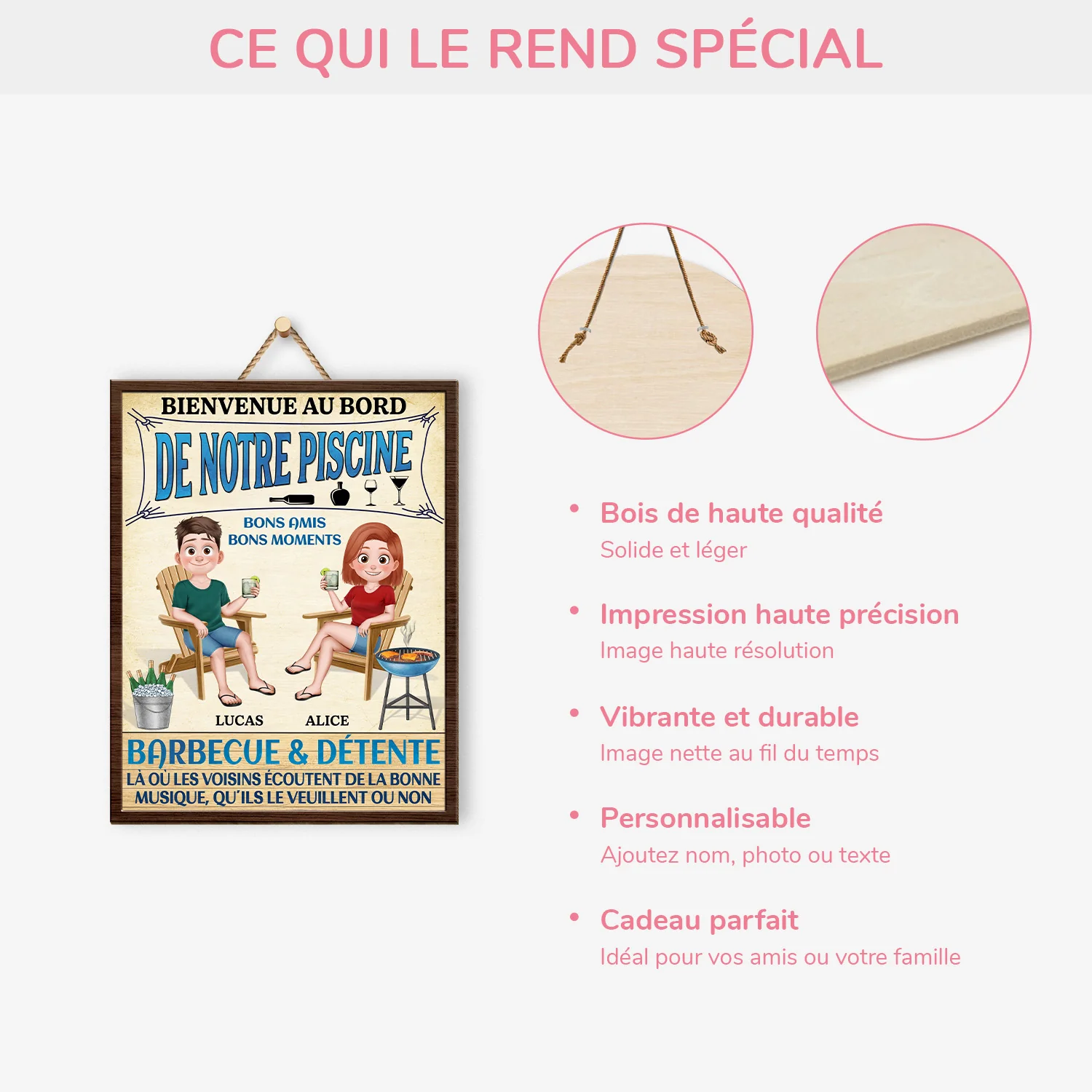 Plaque En Bois Personnalisée Bienvenue Pour Couple À Suspendre - Image 4