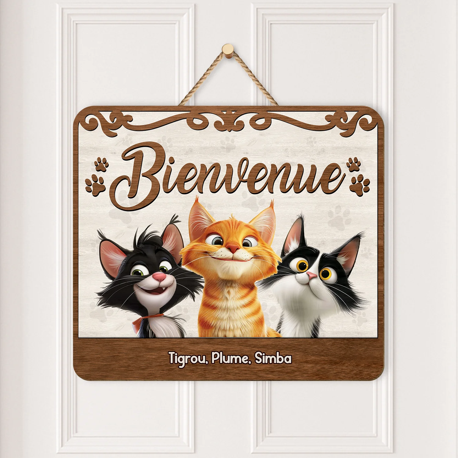 Plaque En Bois Personnalisée - Bienvenue - Version Chien Malin - Image 2