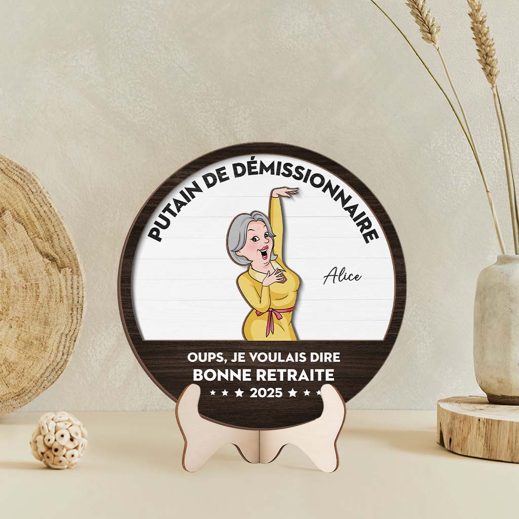 Plaque Retraite Personnalisée - Bonne Retraite - En Bois - Image 2