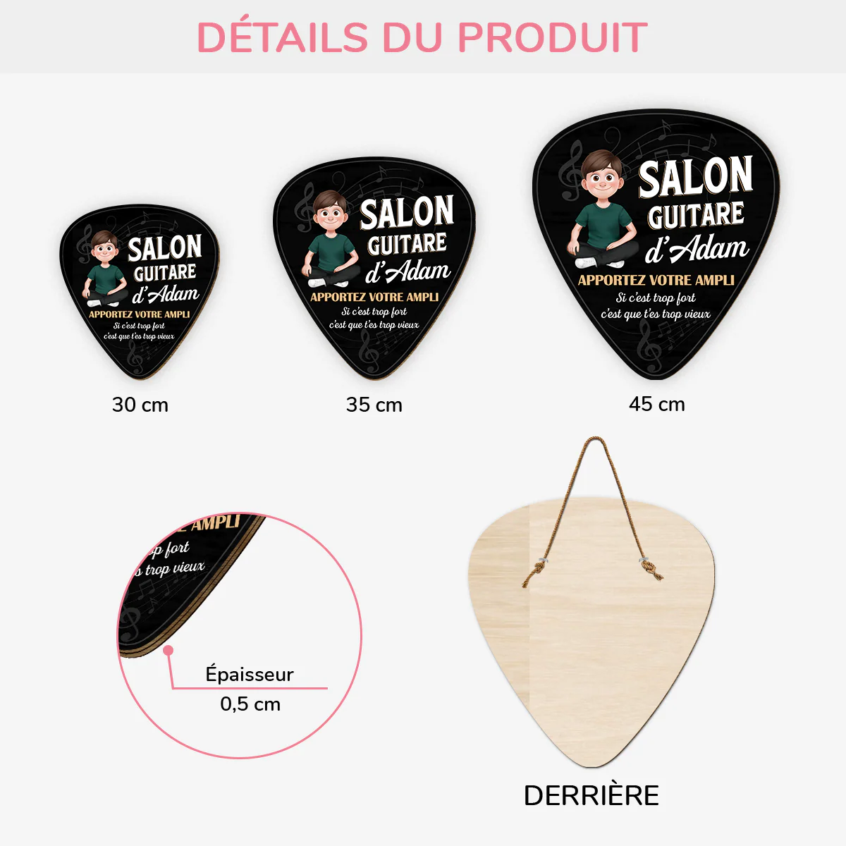 Plaque En Bois Personnalisée - Cadeau Pour Un Guitariste Femme/Homme - Image 3