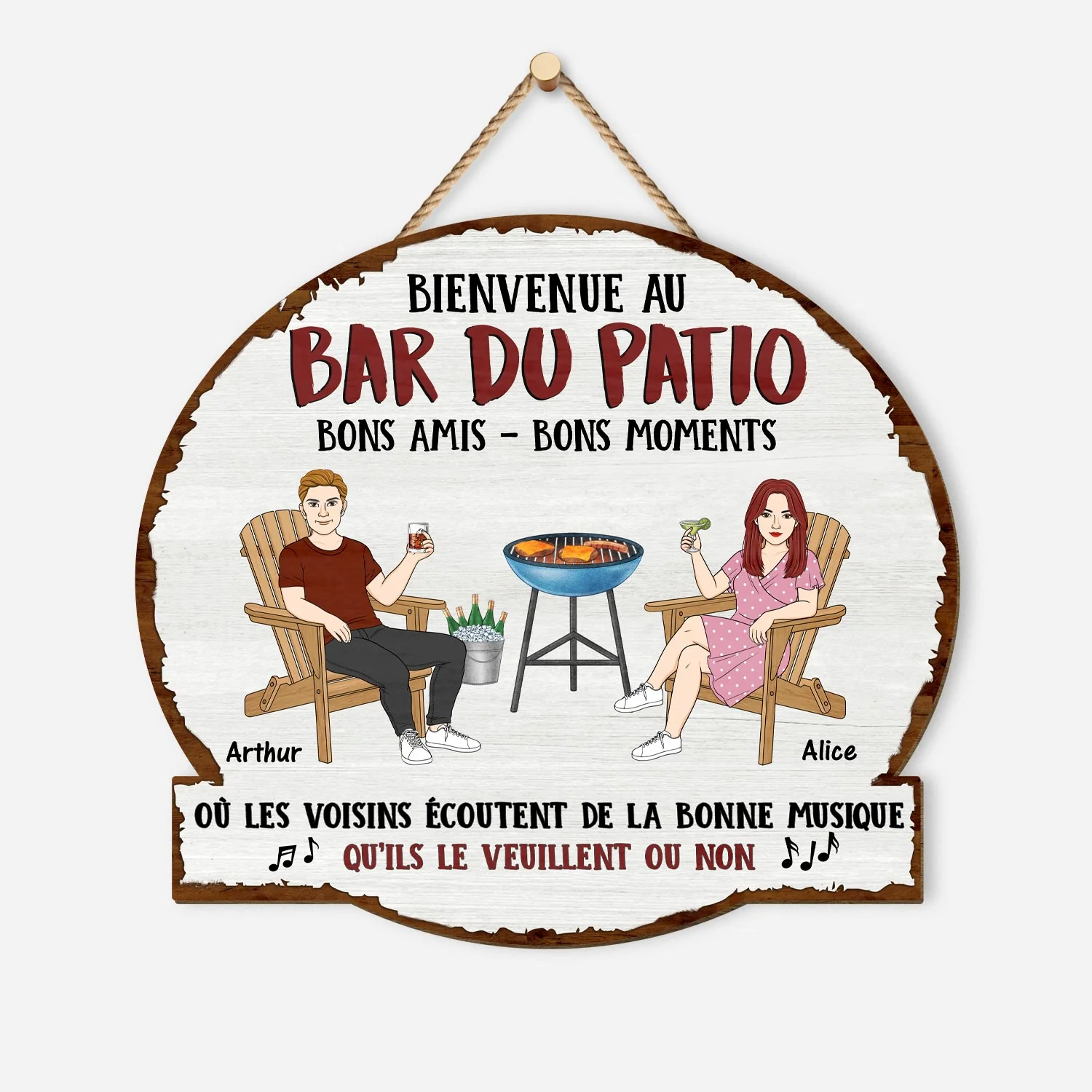 Plaque En Bois Personnalisée Couple À Suspendre - Bons Amis, Bons Moments