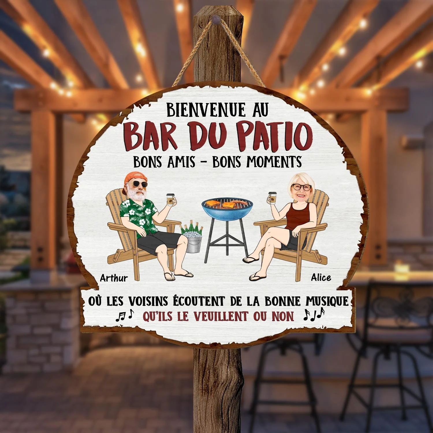 Plaque En Bois Personnalisée Couple À Suspendre - Bons Amis, Bons Moments - Image 2