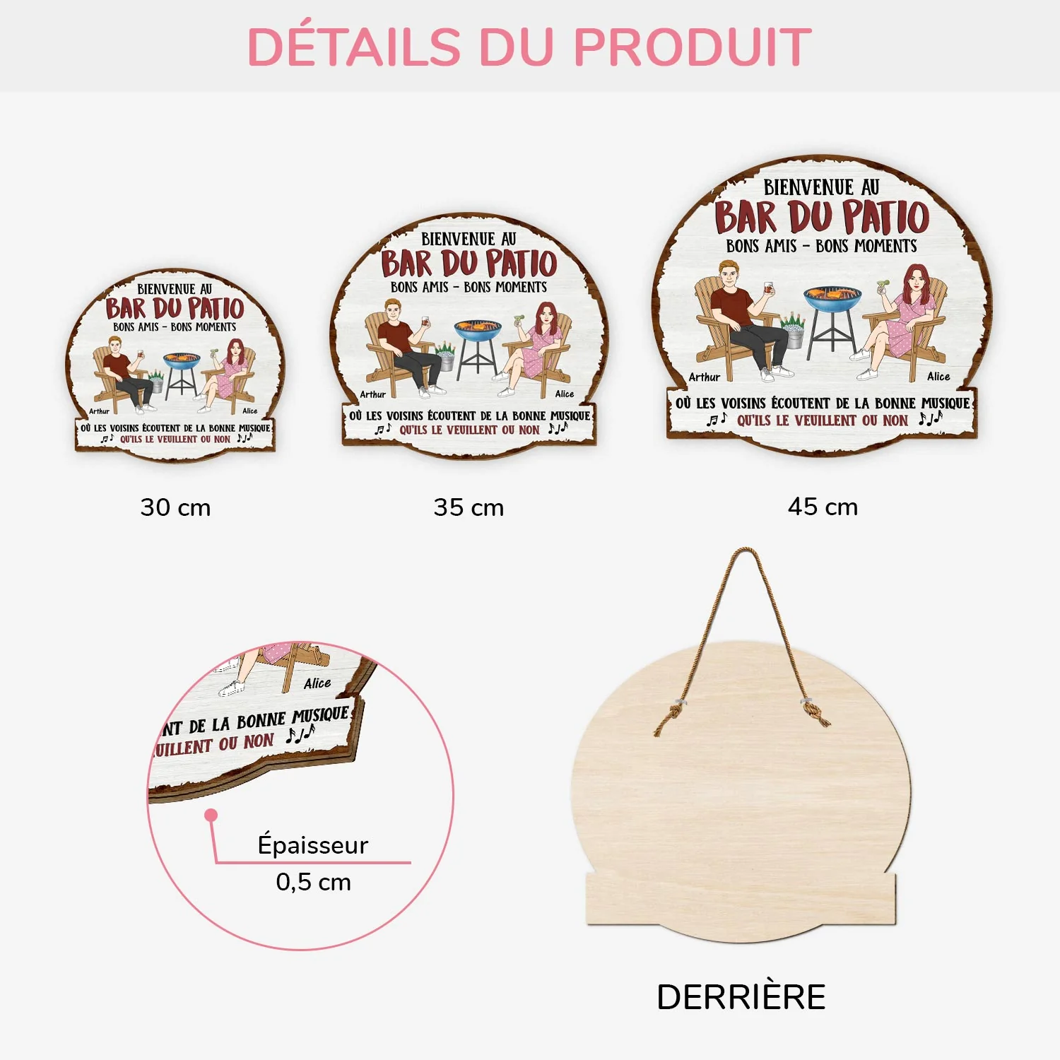 Plaque En Bois Personnalisée Couple À Suspendre - Bons Amis, Bons Moments - Image 3
