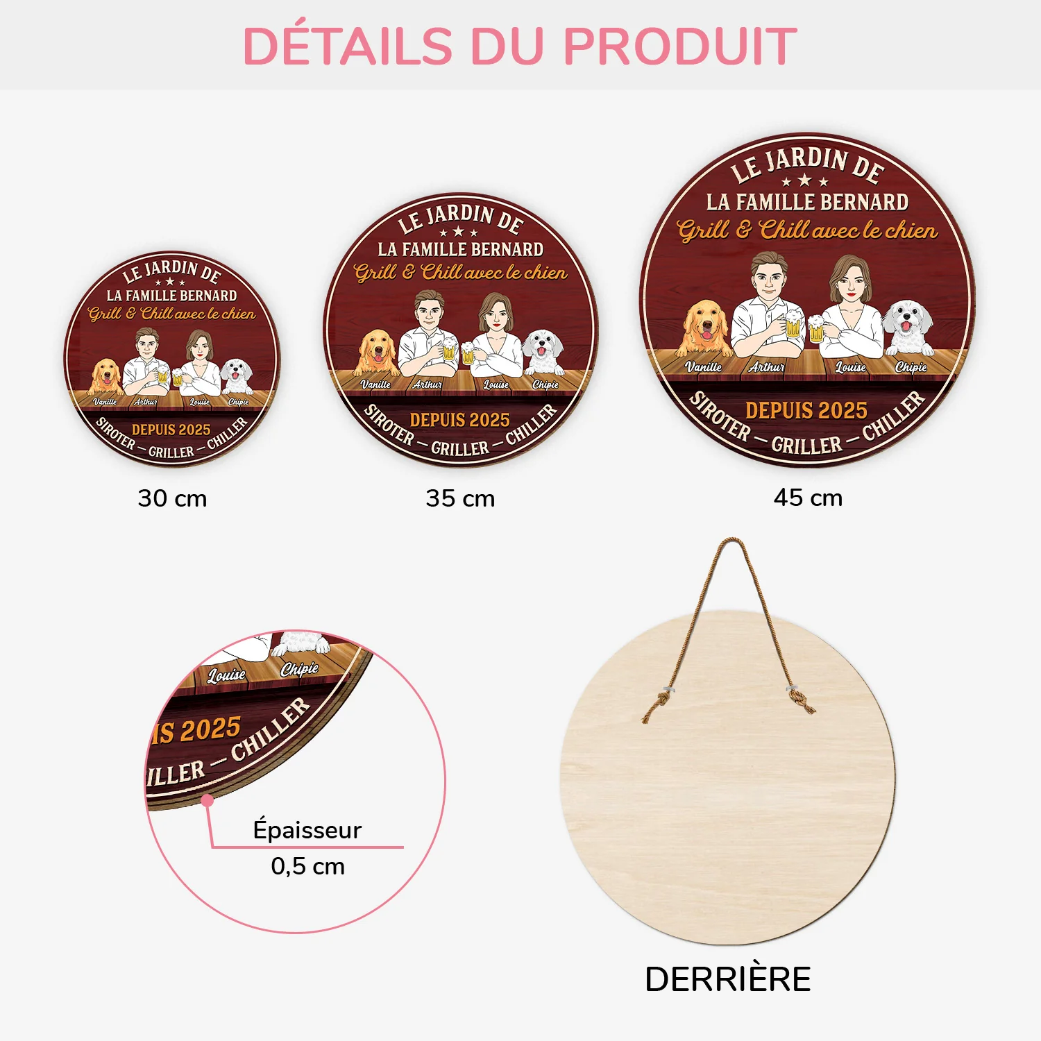 Plaque En Bois Personnalisée Couple À Suspendre - Grill & Chill Avec Les Chiens - Image 3