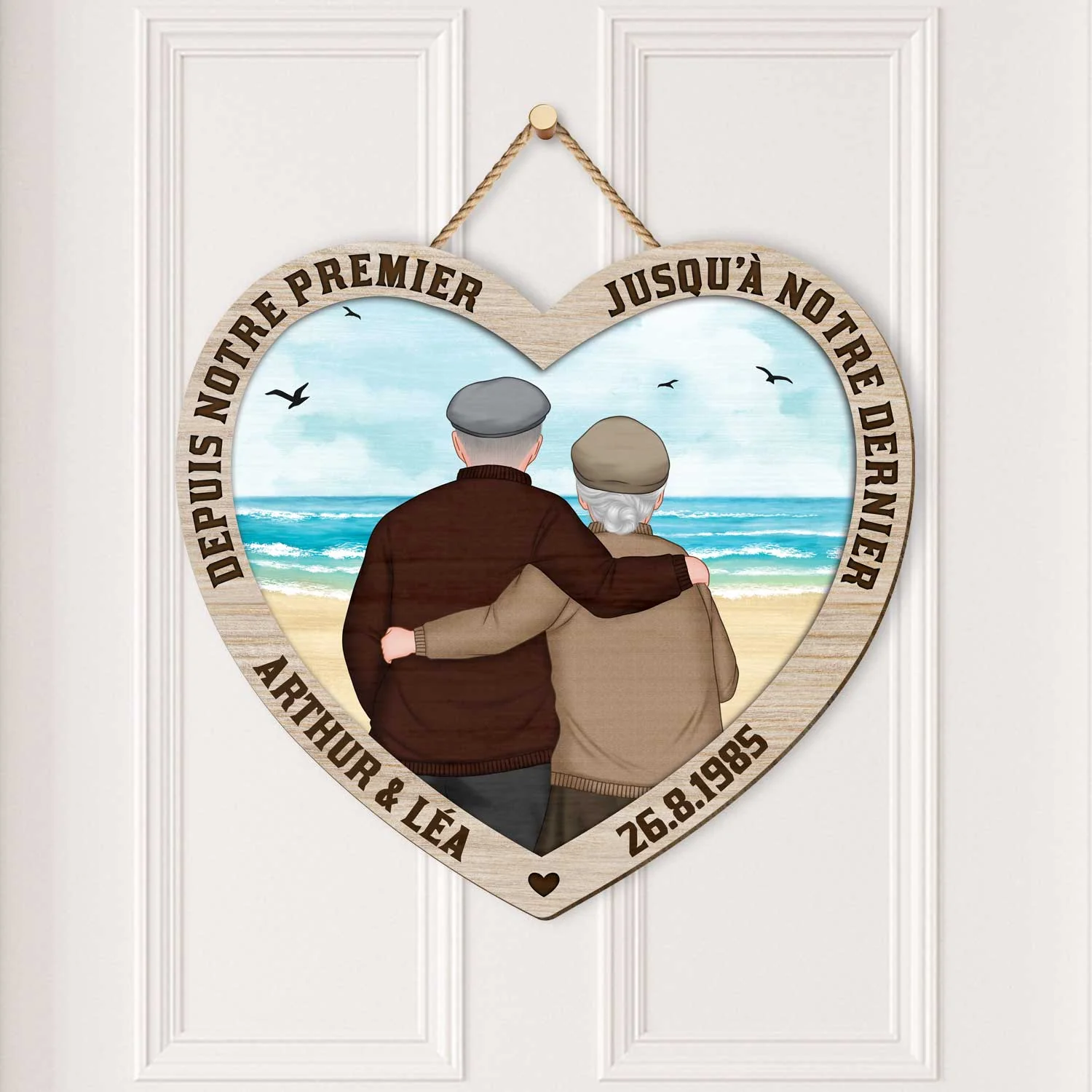 Plaque En Bois Personnalisée Couple À Suspendre - Jusqu’à Notre Dernier Souffle - Image 2