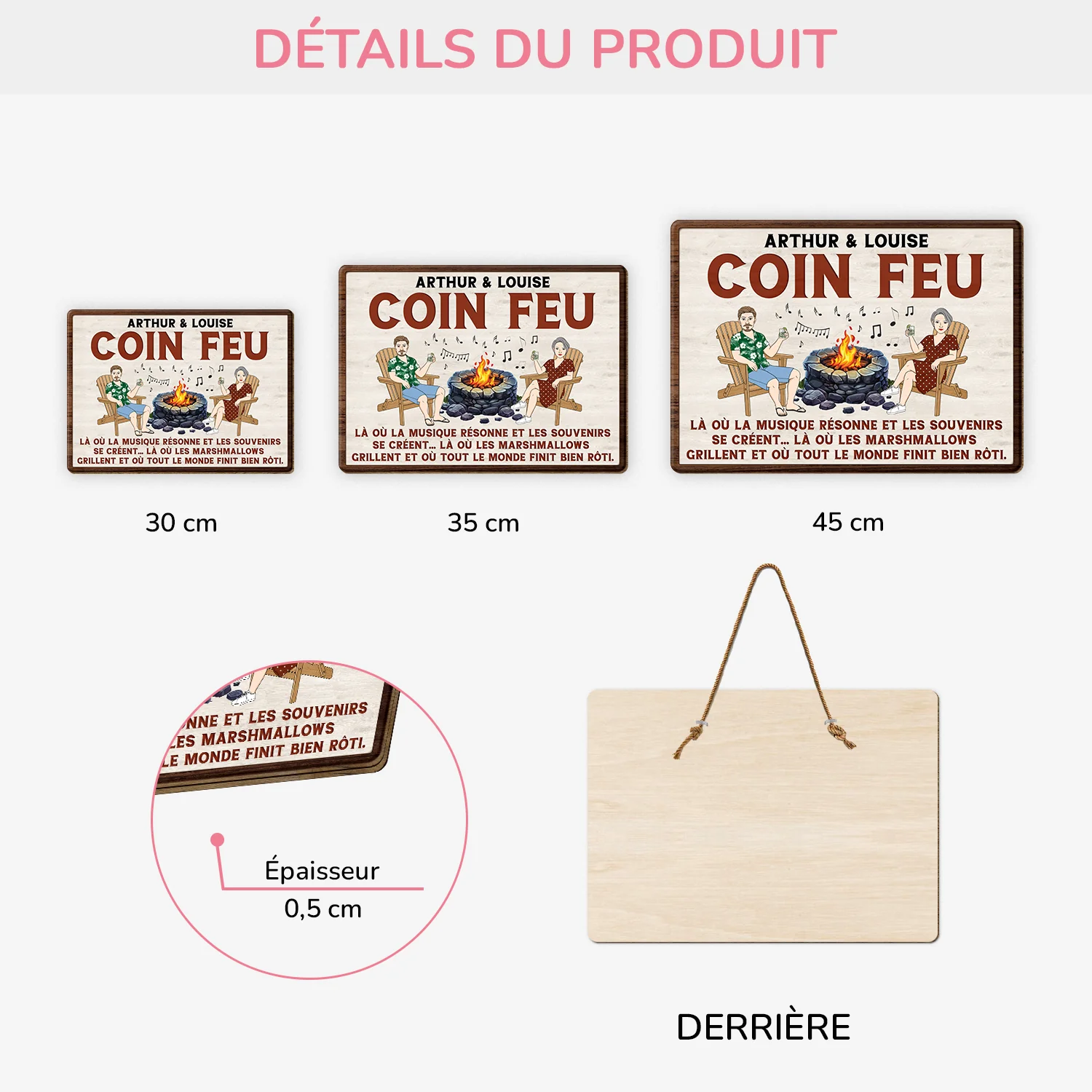 Plaque En Bois Personnalisée Couple Humour À Suspendre - Coin Feu - Image 3