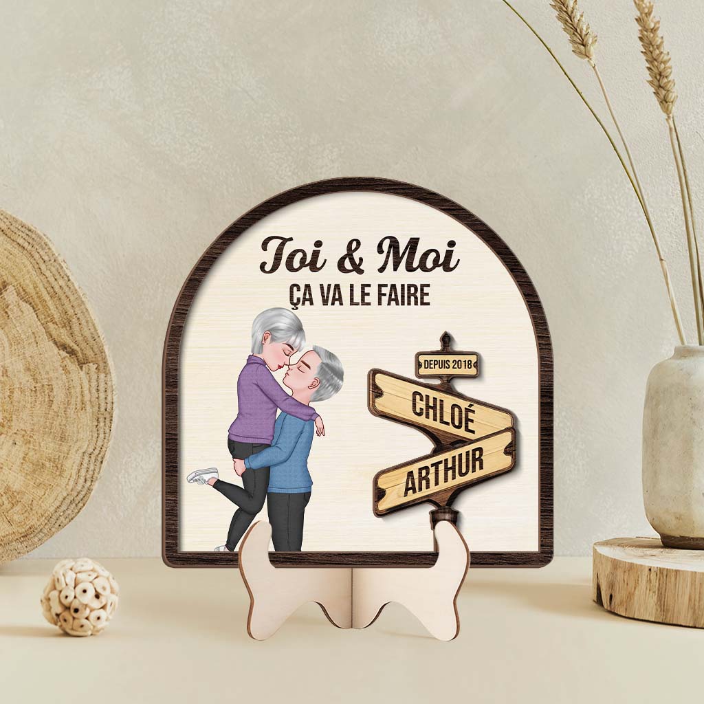 Plaque En Bois Personnalisée Couple - Toi Et Moi Ça Va Le Faire - Image 2