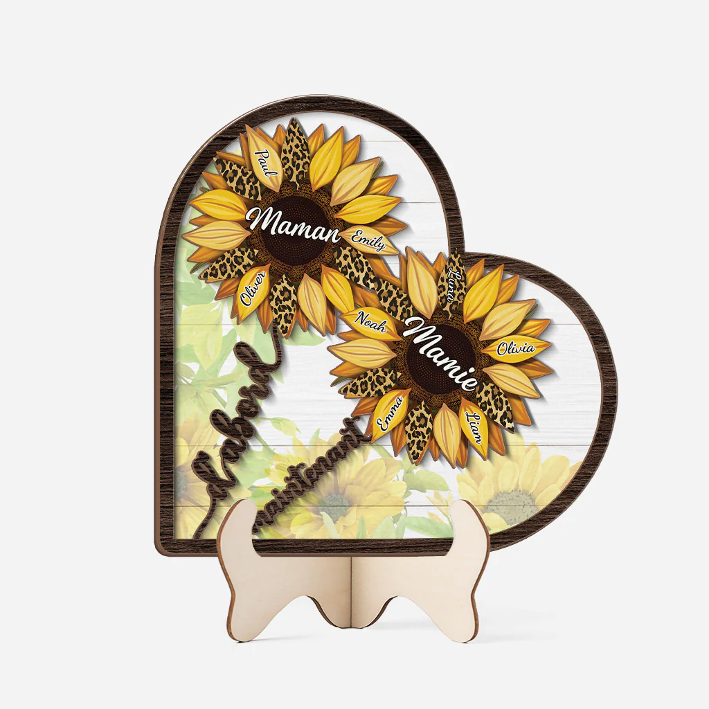 Plaque En Bois Personnalisée - D'abord Maman Maintenant Mamie - Tournesol