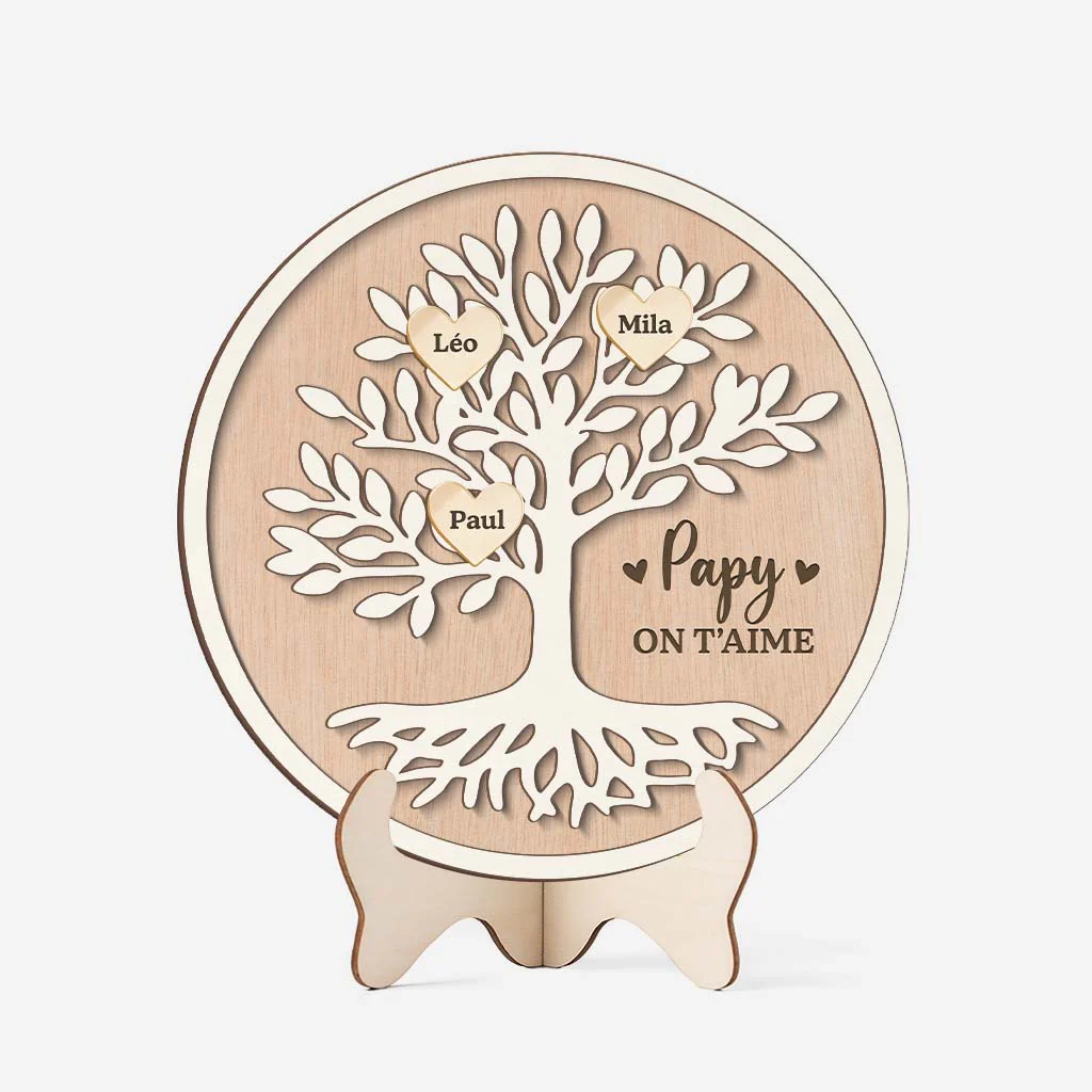 Plaque En Bois Arbre De Vie Personnalisée - Mamie Papy On T'aime