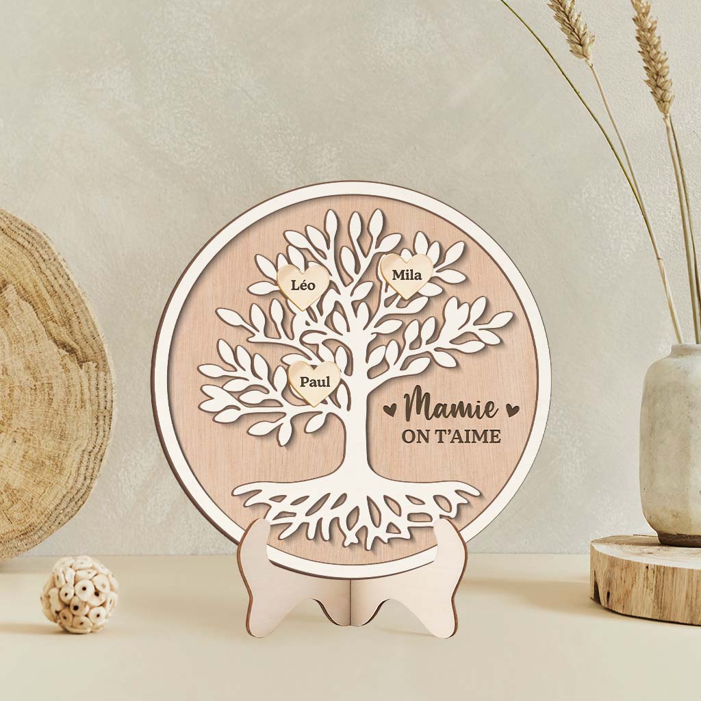 Plaque En Bois Arbre De Vie Personnalisée - Mamie Papy On T'aime - Image 2