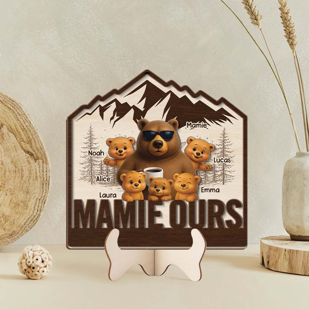 Plaque En Bois Personnalisée - Mamie Papy Ours - Image 2