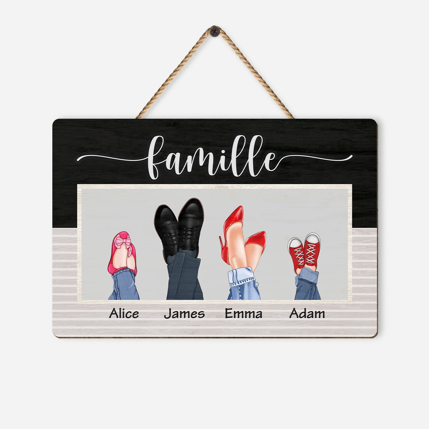 Plaque En Bois Personnalisée - Nos Chaussures De Famille