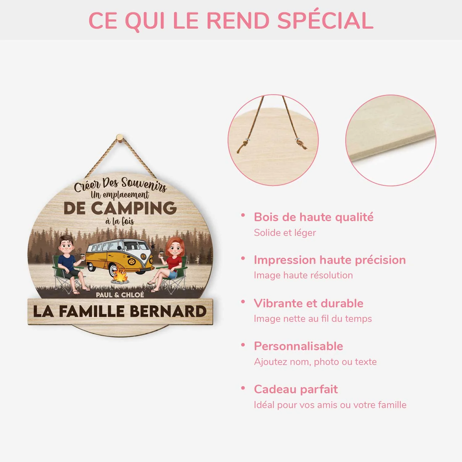 Plaque En Bois Personnalisée Pour Couple À Suspendre - Créer Des Souvenirs - Image 4