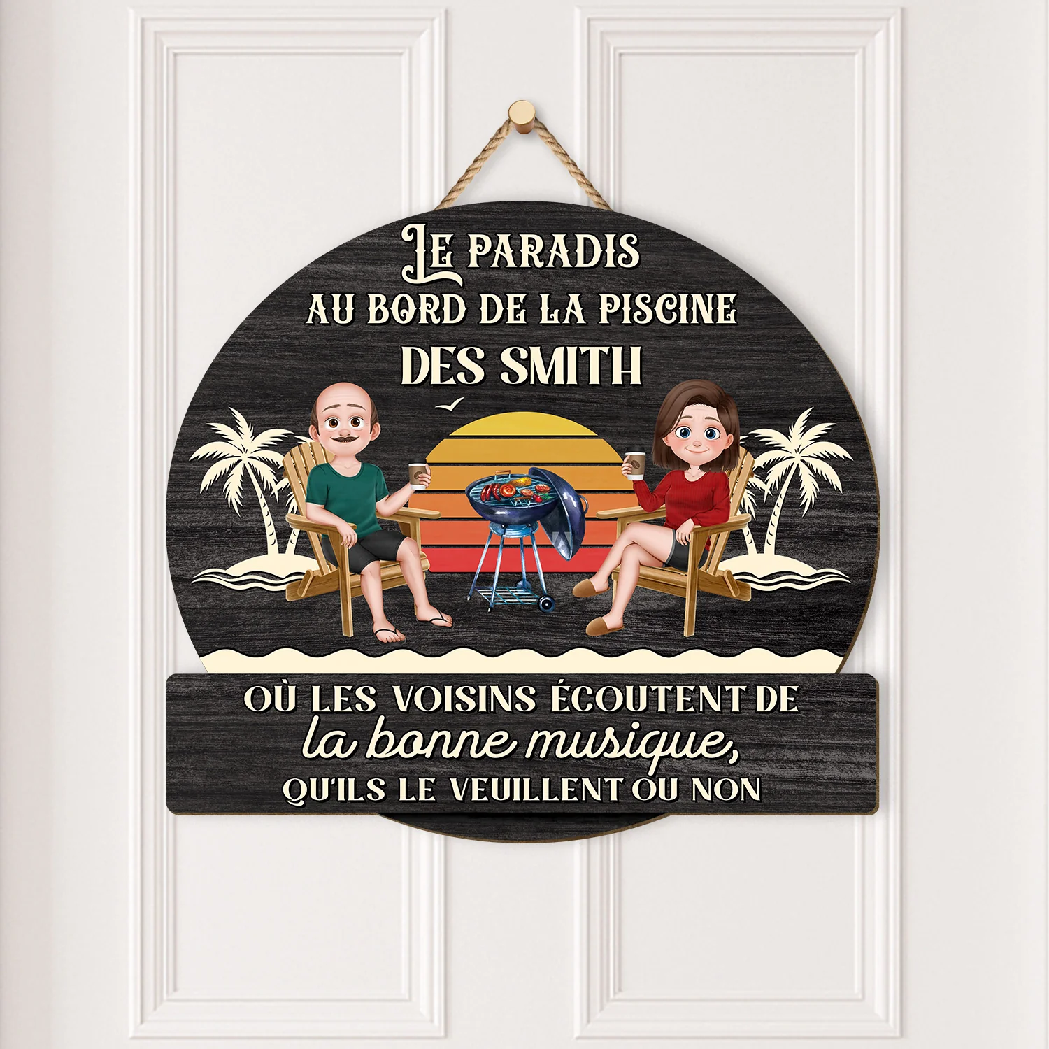 Plaque En Bois Personnalisée Pour Couple À Suspendre - Le Paradis - Image 2