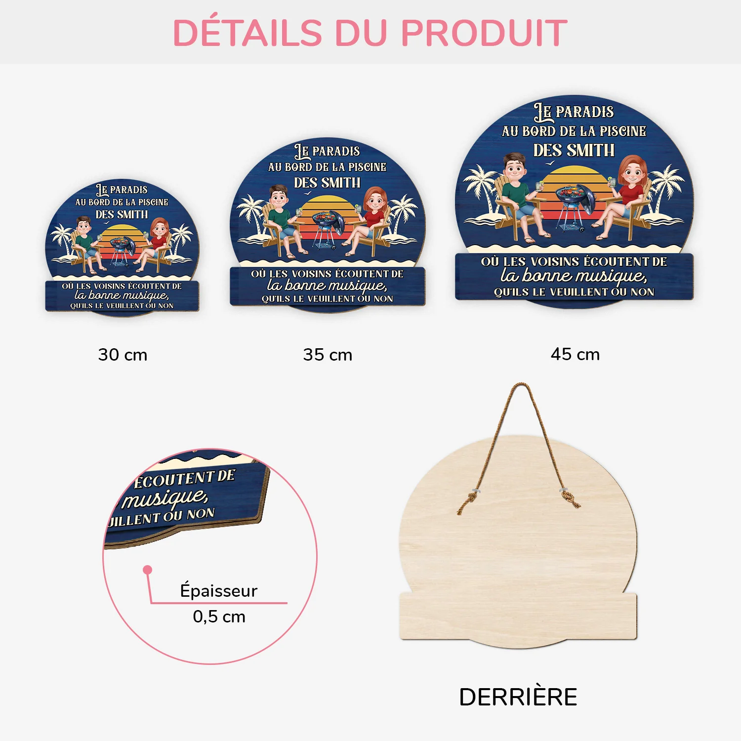 Plaque En Bois Personnalisée Pour Couple À Suspendre - Le Paradis - Image 3