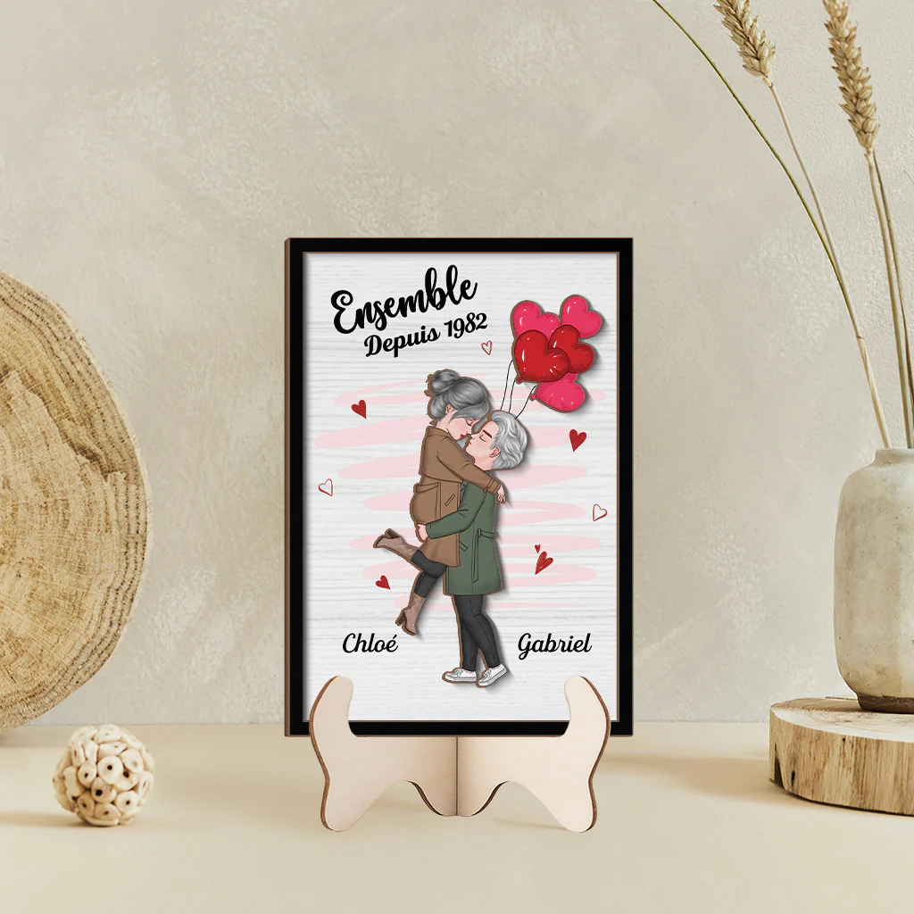 Plaque En Bois Personnalisée Pour Couple - Ensemble Depuis - Image 2