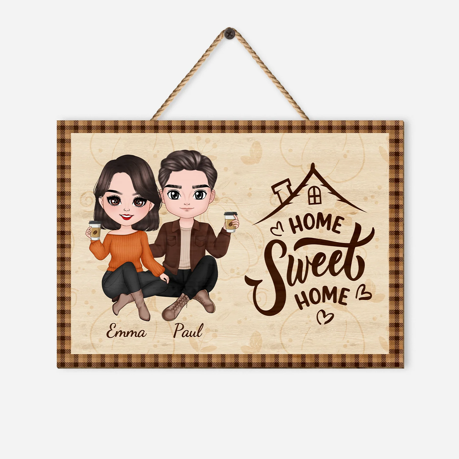 Plaque En Bois Personnalisée Pour Couple - Maison Douce