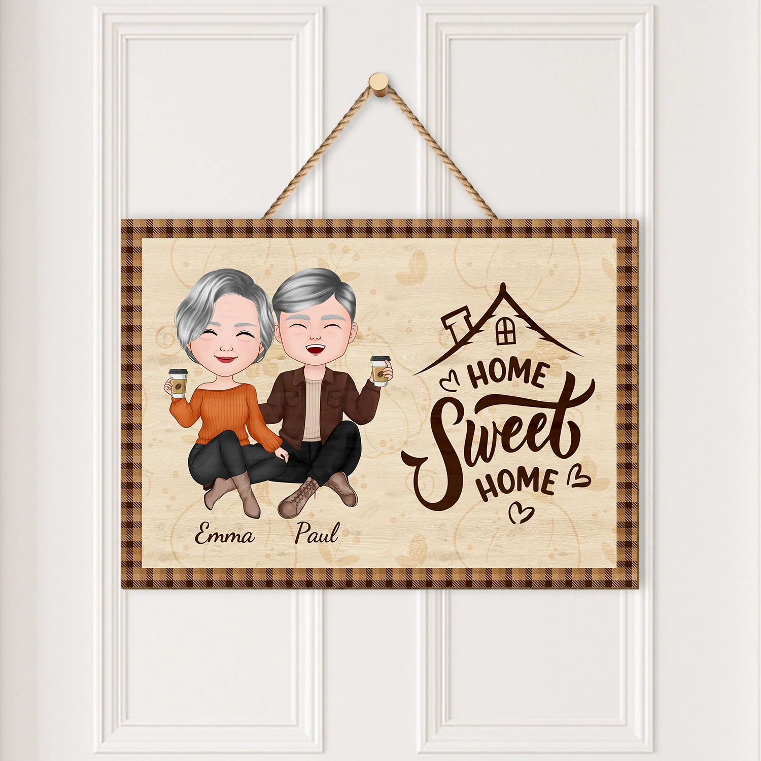 Plaque En Bois Personnalisée Pour Couple - Maison Douce - Image 2