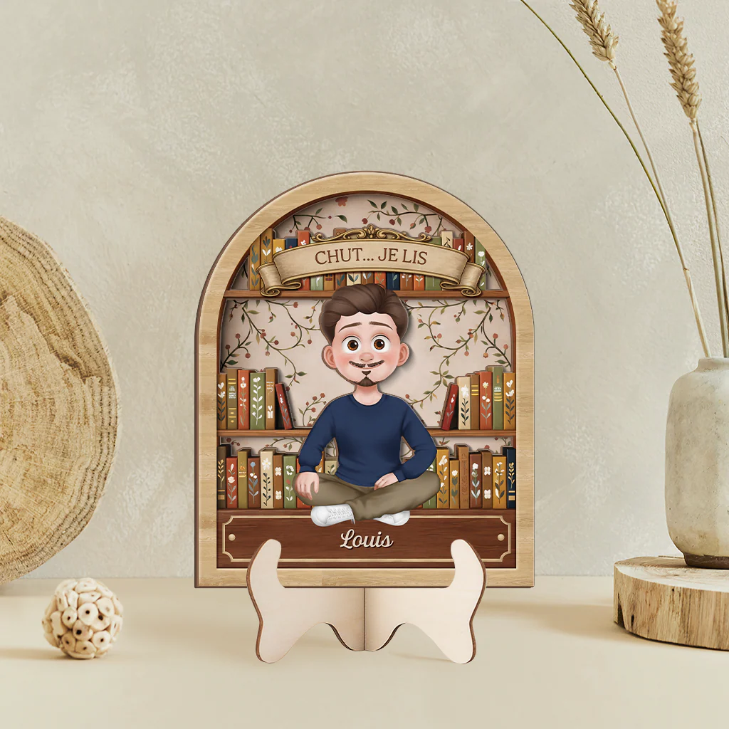 Plaque En Bois Personnalisée Pour Amoureux Des Livres - Chut Je Lis - Image 2