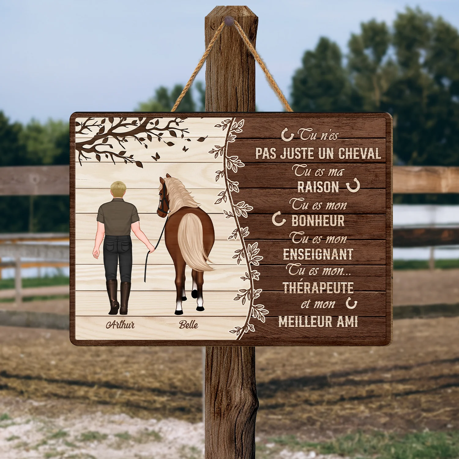 Plaque En Bois Personnalisée Pour Femme - Pas Juste Un Cheval - Image 2