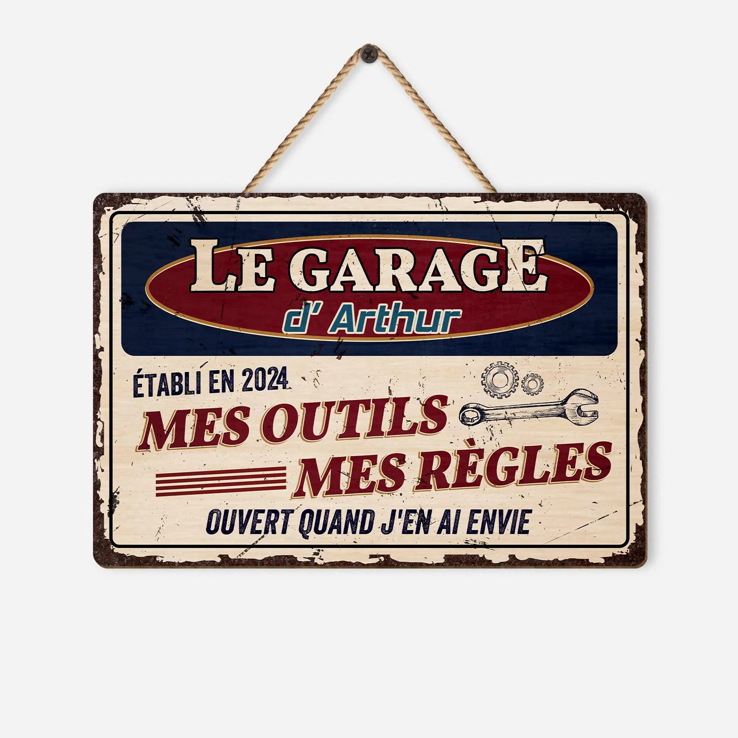 Plaque En Bois Personnalisée Pour Homme - Mes Outils Mes Règles